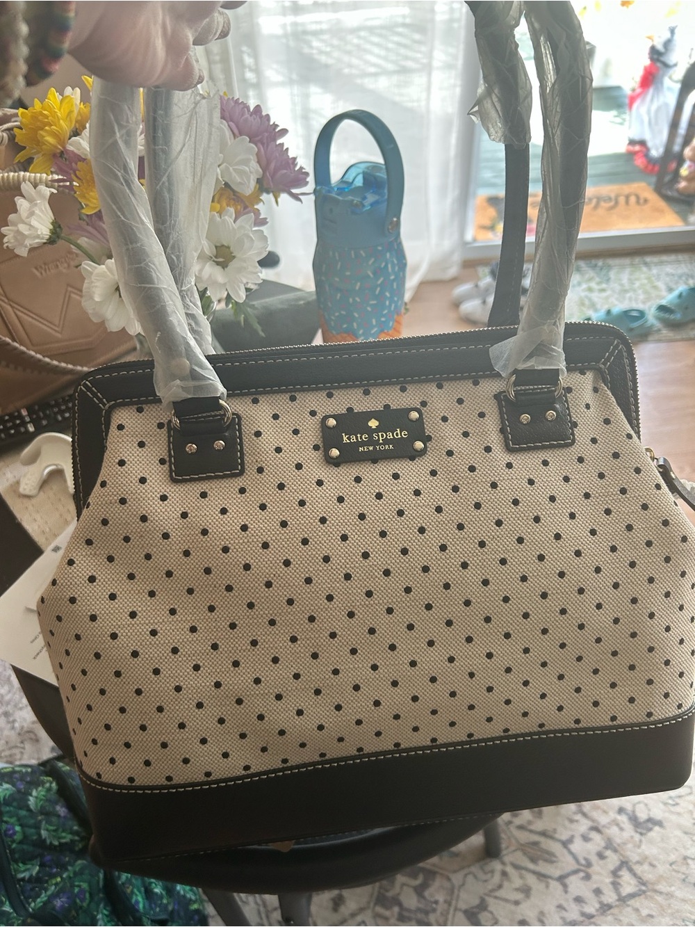 kate spade Black and Cream Polka Dot Satchel